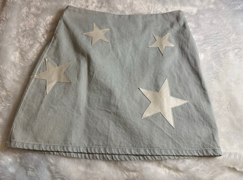 Le Lis Star Patch Denim Mini Skirt
